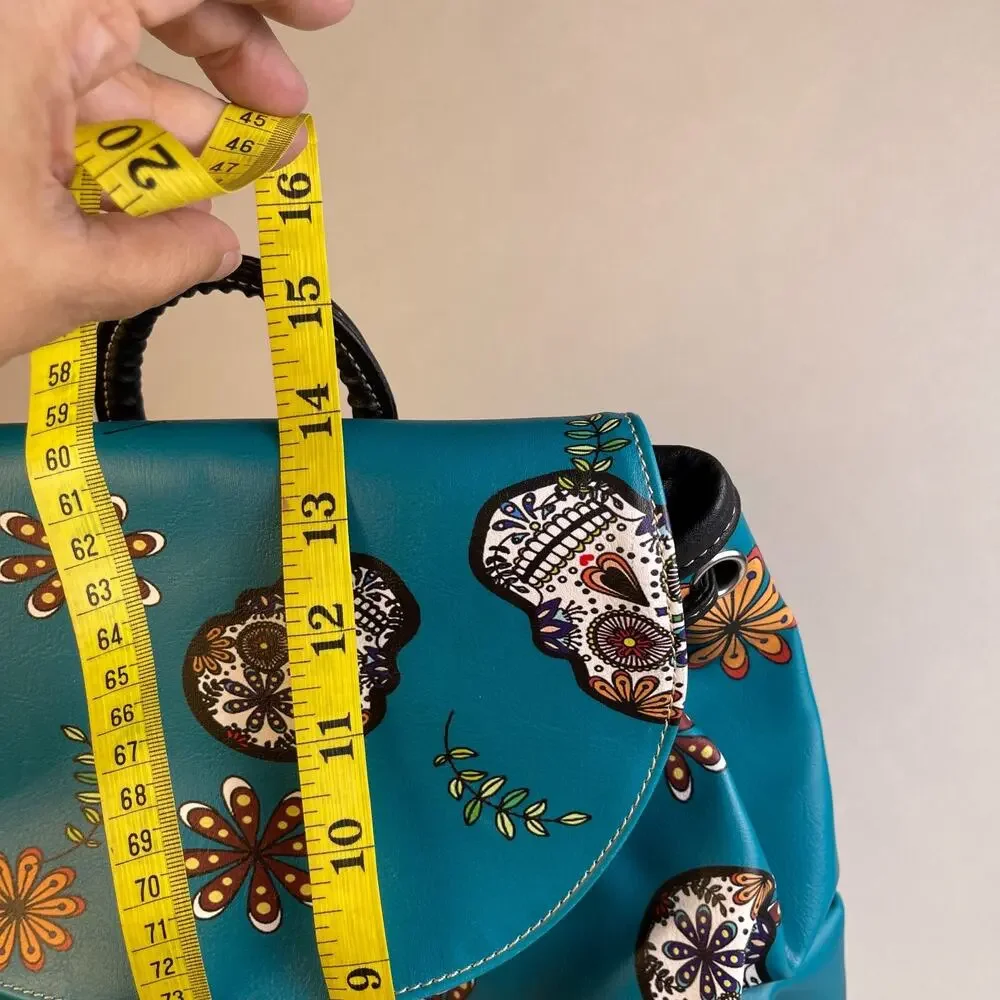 Western Mexicana Skull and Flowers Backpack Turquoise NWT G45SUK-E